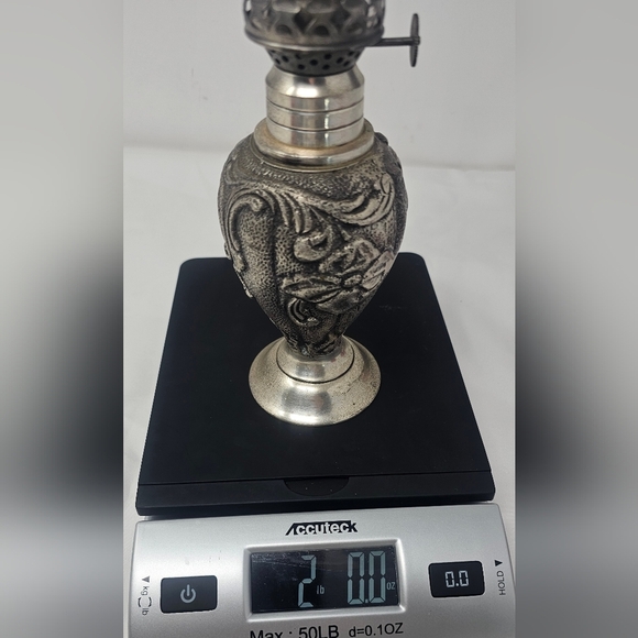 Restoration Hardware Frances Le Mont Pewter Oil Lamp Glass Chimney 12.5" - Picture 16 of 16